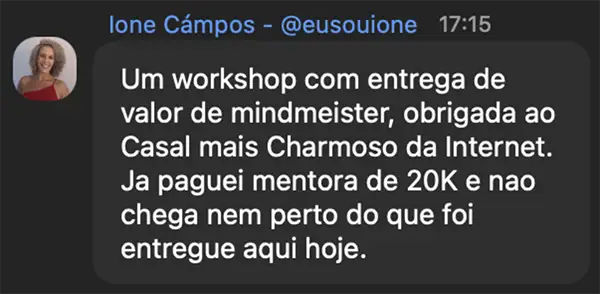 Depoimento de Ione Cámpos: entrega maior que mentoria de 20 mil